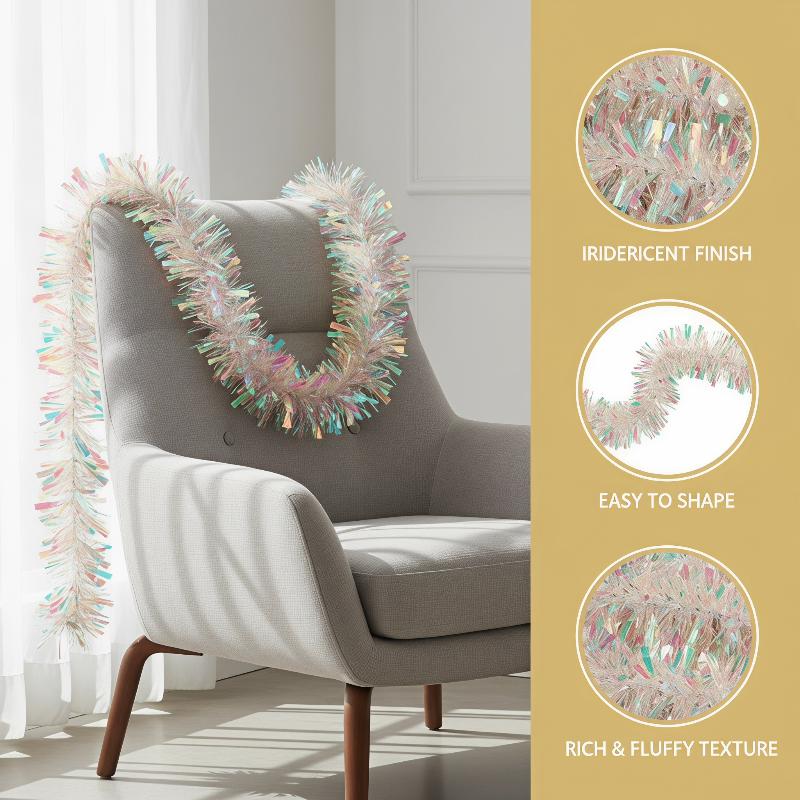 Tinsel Garland Decoration - Açık Yeşil Yanardöner Holografik Simli Çelenk