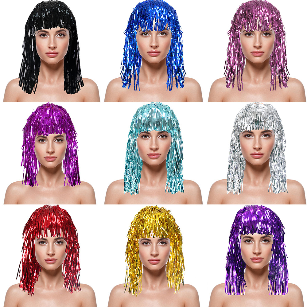 Tinsel Garland Decoration - Cosplay Disko Peruk Folyo Tinsel Parlak
